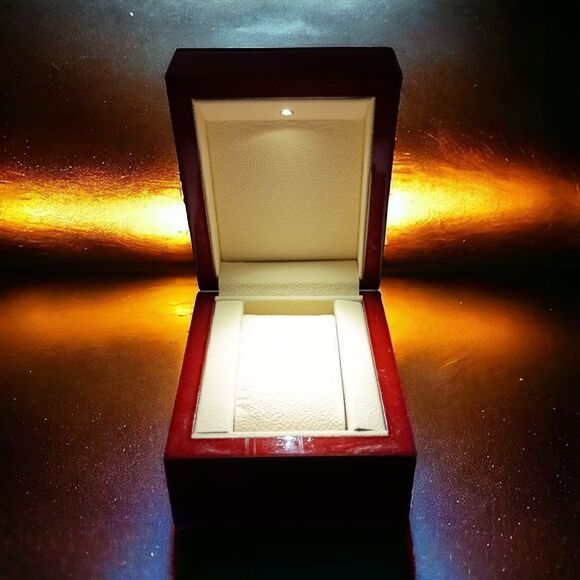 Lacquered Watch Box EMPTY Case Holder Lights Up Woodgrain Square Unbranded - Picture 9 of 16